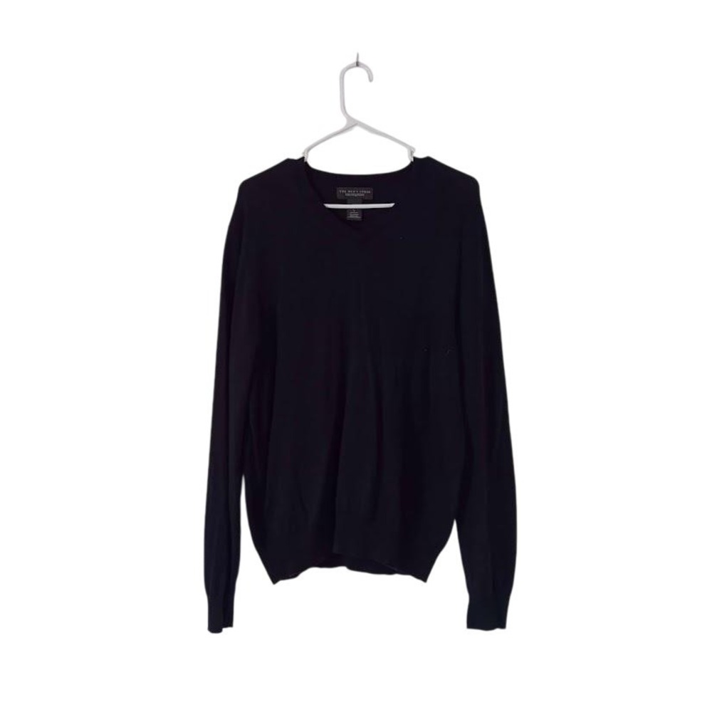 The Men's Store at Bloomingdale's Sweater Mens Large Navy V Neck Cotton Cashmere